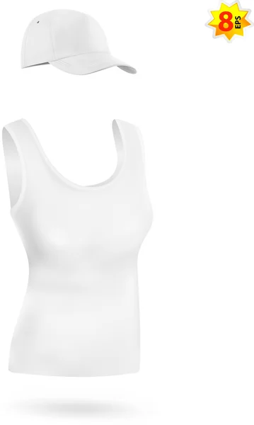 Frauen Blanko Sport T-Shirt und Mütze Vorlage Set. — Stockvektor