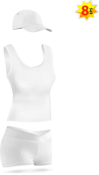 Frauen Blanko Sport T-Shirt und Mütze Vorlage Set. — Stockvektor