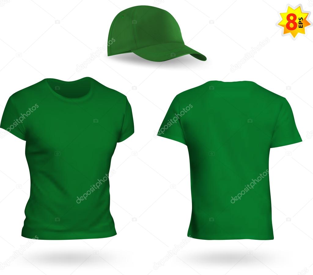 Uniform template set: green t-shirt and a cap