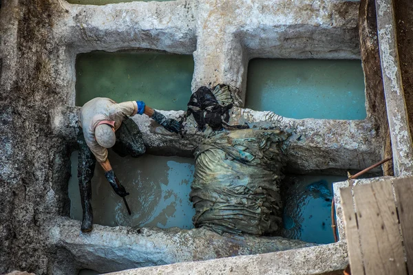 Tanners in Fes — Stock Photo, Image