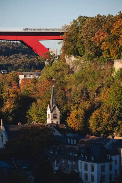 Grande Duchesse Charlotte Most Panoramiczny Widok Luksemburgu — Zdjęcie stockowe