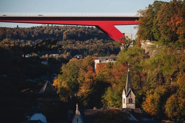 Ponte Grande Duchesse Charlotte Vista Panoramica Sul Lussemburgo — Foto Stock