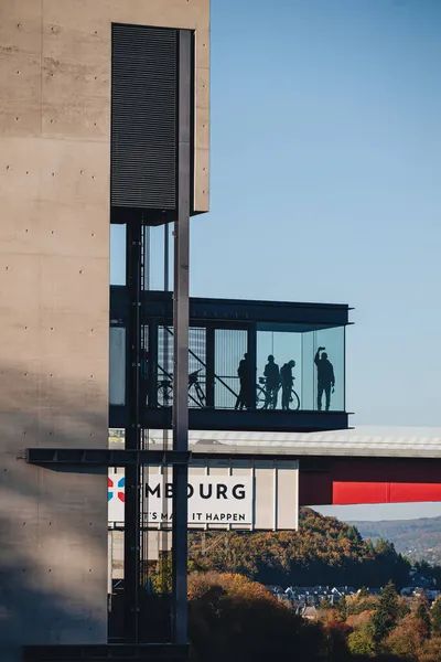 Luxembourg City Octobre 2021 Personnes Point Vue Sur Ascenseur Pfaffenthal — Photo