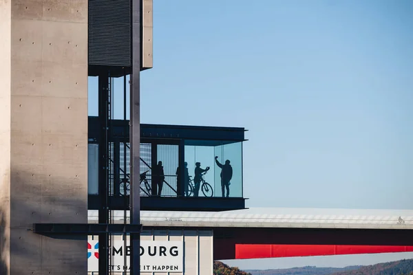 Luxembourg City Octobre 2021 Personnes Point Vue Sur Ascenseur Pfaffenthal — Photo