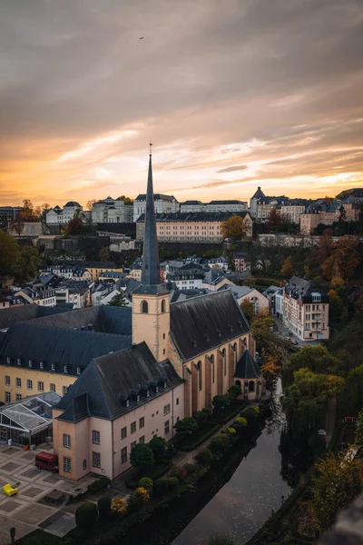Panoramautsikt Över Staden Luxemburg Vid Solnedgången — Stockfoto