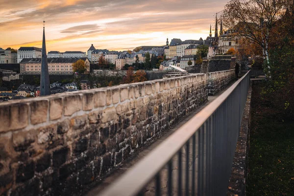 Vista Panorámica Ciudad Luxemburgo Atardecer —  Fotos de Stock