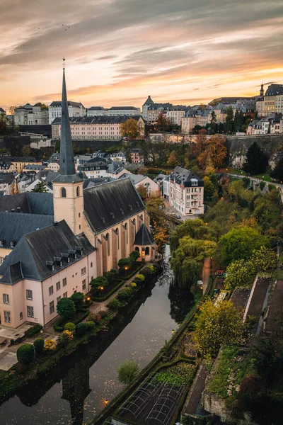 Panoramautsikt Över Staden Luxemburg Vid Solnedgången — Stockfoto