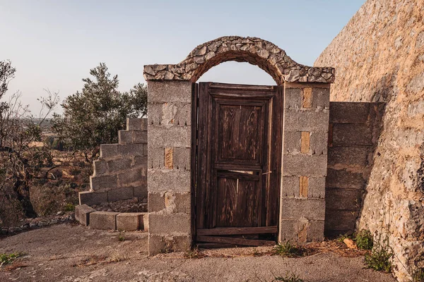 Eine Alte Holztür Auf Dem Land Gagliano Del Capo Apulien — Stockfoto