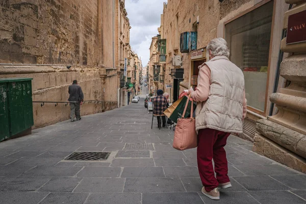 Místní Život Ulicích Valletta Hlavního Města Malty — Stock fotografie