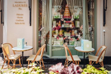 Luxembourg, May 2022: Shop window of Laduree, the famous macarons shop