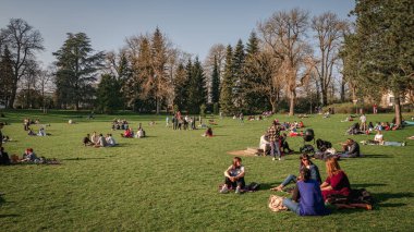 Luxembourg/April 2022: Sunny day in the city public parks