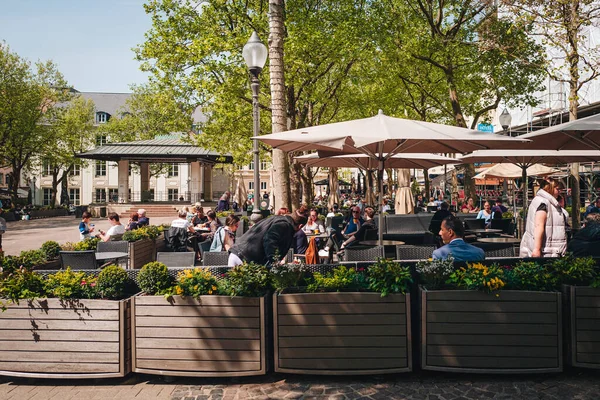 Luxembourg May 2022 Poeple Enjying Bars Terraces Sunny Day City — 스톡 사진