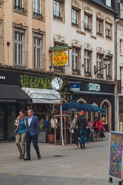 Luxembourg April 2022 People Enjoying Bars Terraces Sunny Day City — 스톡 사진