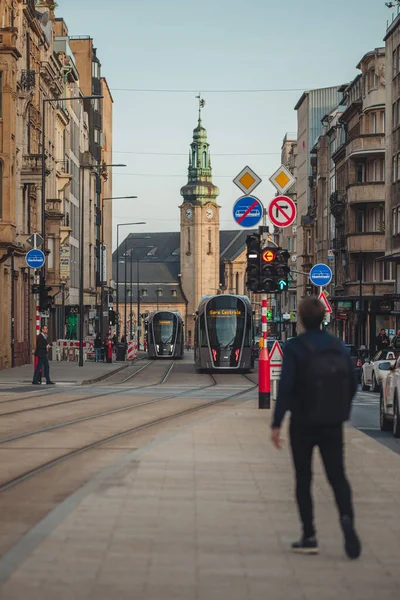 Luxembourg April 2022 Modern Tram Line City — Fotografia de Stock