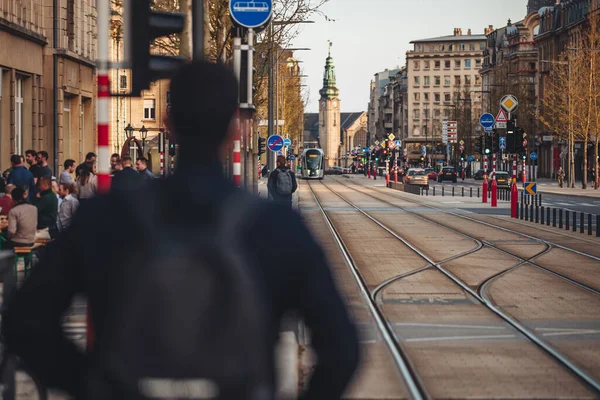 Luxembourg April 2022 Modern Tram Line City — Stockfoto