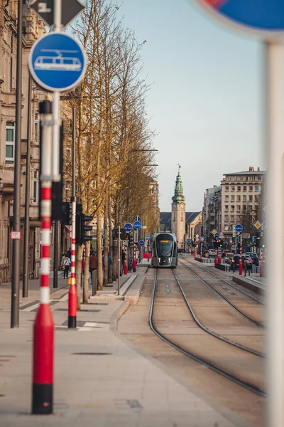 Luxembourg April 2022 Modern Tram Line City —  Fotos de Stock