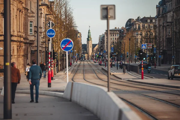 Luxembourg April 2022 Modern Tram Line City — ストック写真