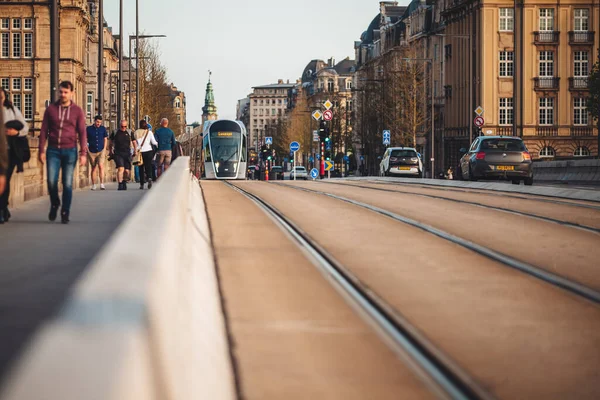 Luxembourg April 2022 Modern Tram Line City — Stockfoto