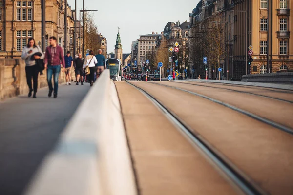 Luxemburgo Abril 2022 Moderna Linha Eléctrico Cidade — Fotografia de Stock