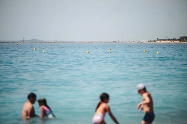 Nizza Frankreich Juni 2022 Blick Auf Den Flughafen Vom Strand — Stockfoto