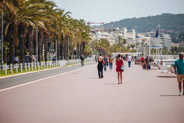 Nice France June 2022 Life Famous Promenade Des Anglais Pedestrian — Stockfoto