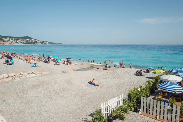 Nice France June 2022 Life Beautiful Stone Beach — Zdjęcie stockowe