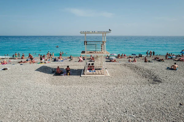 Nice França Junho 2022 Ponto Salva Vidas Praia — Fotografia de Stock