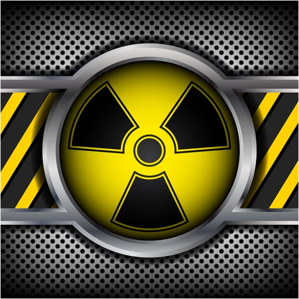 Radiation sign on a metal background — Stock Vector