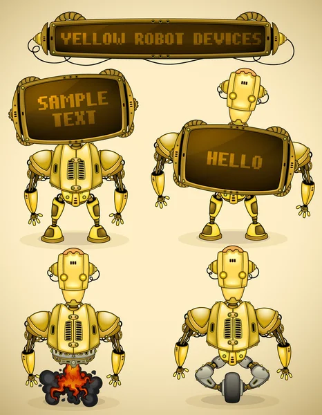 Aparatos robot vintage amarillo — Vector de stock