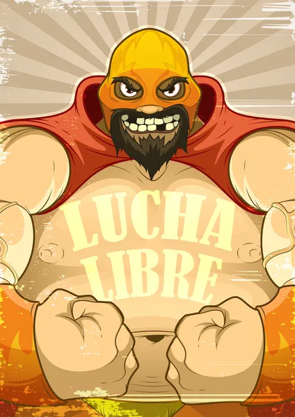 Αφίσα με το παλαιστής lucha libre σε στυλ ρετρό — Διανυσματικό Αρχείο