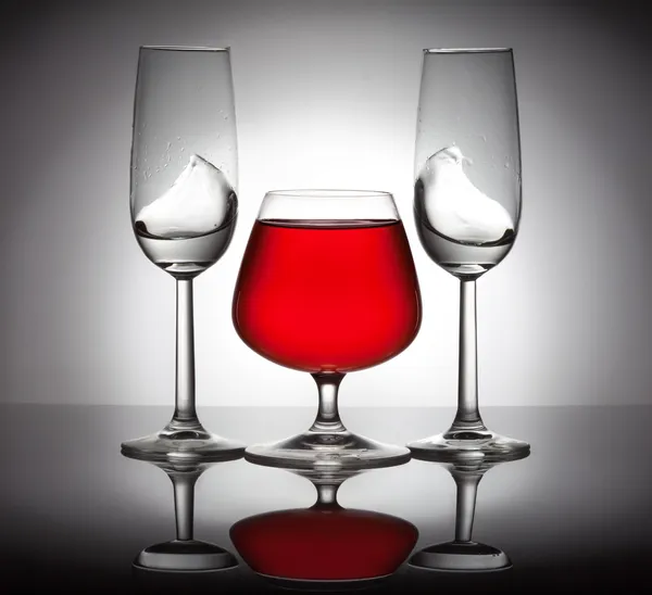 Stylish composition of three glasses — Stock Photo, Image