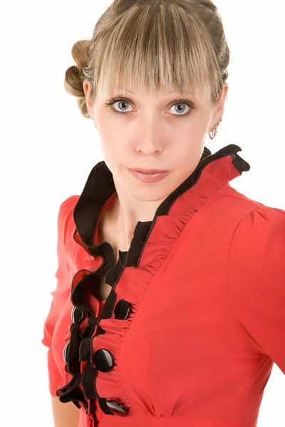 Woman in a red blouse — Stock Photo, Image