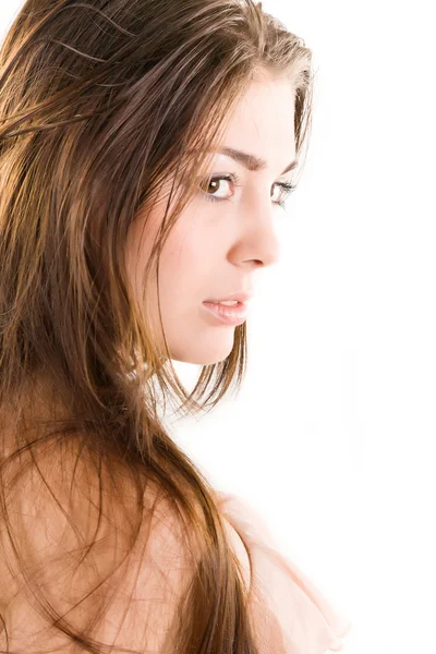 Girl in the peach dress — Stock Photo, Image