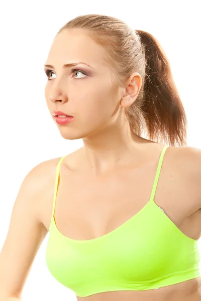 Of attractive girl in a yellow top of — Stock Photo, Image