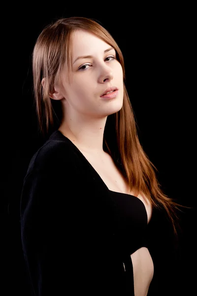 검은색에 아름 다운 섹시 한 여자 — 스톡 사진