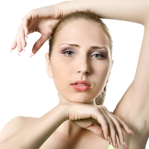 Naked woman on a white background — Stock Photo, Image