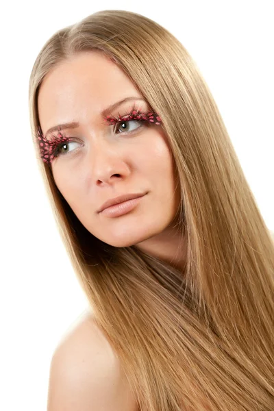 Girl with straight hair — Stock Photo, Image