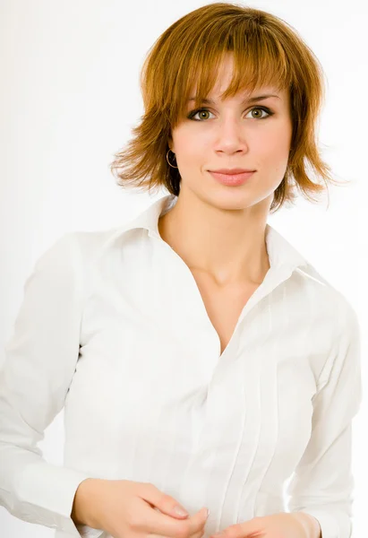 Mulher em uma camisa branca — Fotografia de Stock