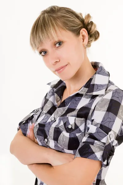 Menina em uma camisa quadriculada — Fotografia de Stock