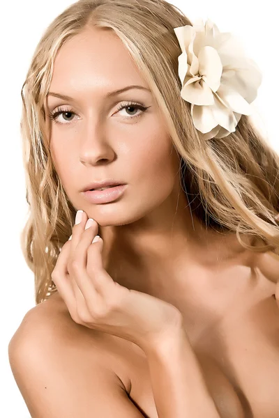 Blonde with beautiful hair — Stock Photo, Image