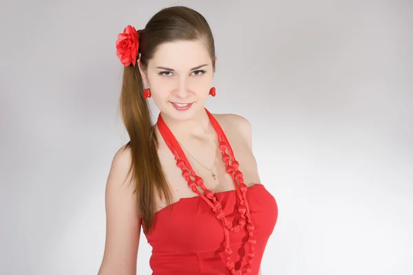 Mujer con un vestido rojo —  Fotos de Stock