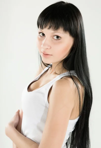 Brunette in white shirt — Stock Photo, Image