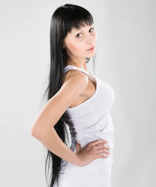 Brunette in white shirt — Stock Photo, Image