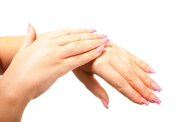 Female hand on the isolated background — Stock Photo, Image