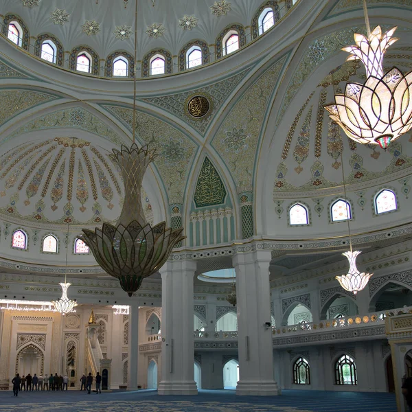 Chechnya Russia September 2021 White Mosque Shali Interiors Prophet Muhammad Stock Image