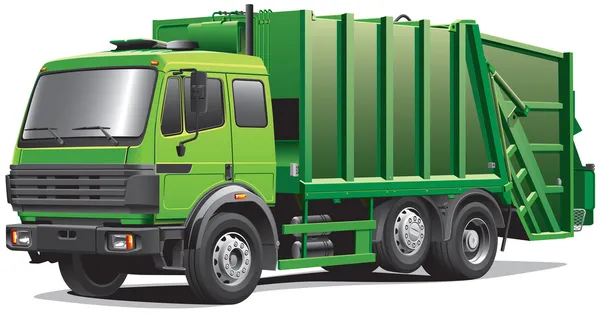 Green garbage truck — Stock Vector