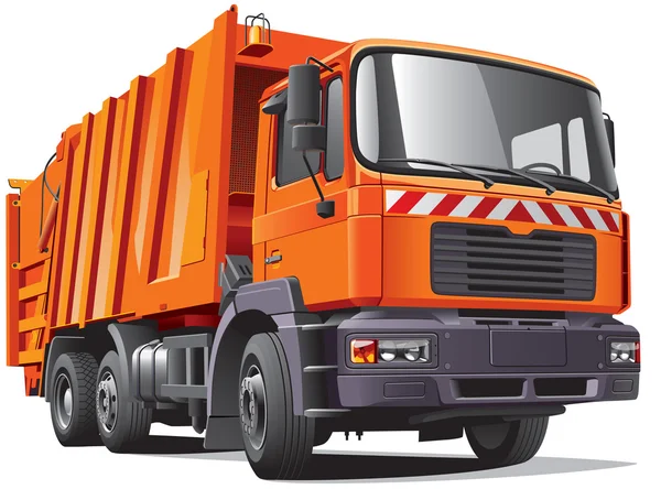 Orange garbage truck — Stock Vector