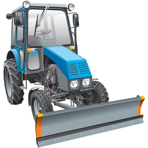 Tracteur chasse neige bleu — Image vectorielle