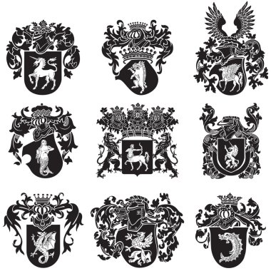 Set of heraldic silhouettes No5 clipart