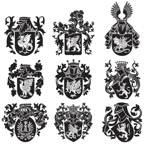 Set heraldischer Silhouetten No2 — Stockvektor